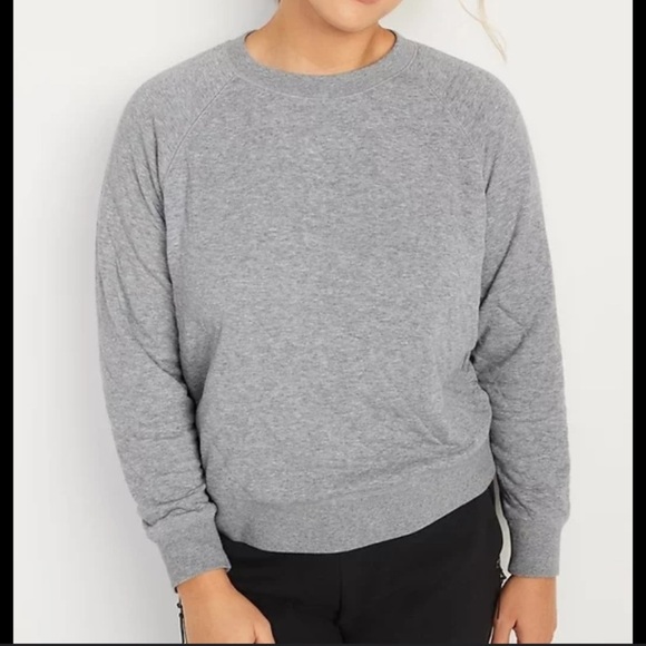 Old Navy Loose Fit Grey Quilted Crewneck Lounge Pullover Sweatshirt - Picture 1 of 4